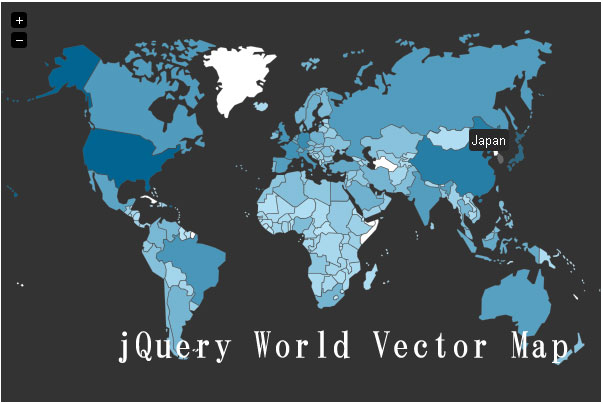 お洒落な世界地図を表示するjqueryプラグイン Jqvmap